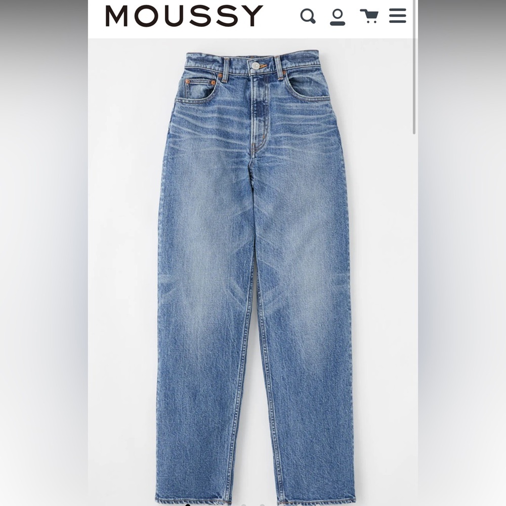 Moussy Jeans High Rise Straight Leg Plain Jean